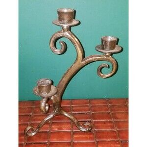 Vintage Hand Made Gothic 3 Candle Candelabra 9.5"x7.5"x5"